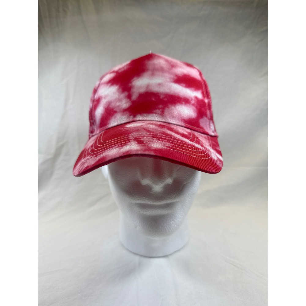 Red and White Tie Dye Baseball Cap Adult One Size Adjustable Hat New